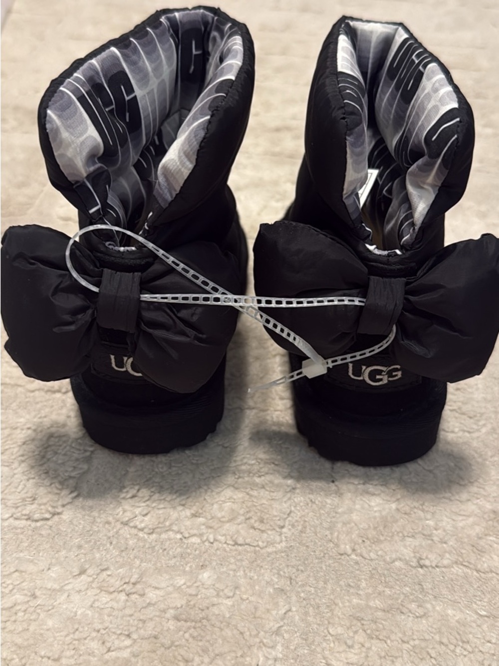 UGG Kids Black Winter Puffer Boots - Picture 2 of 3